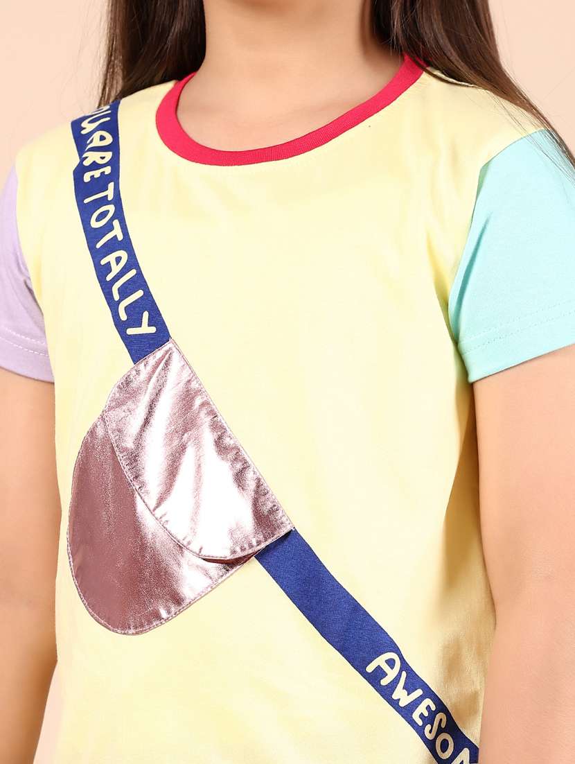 girls color block round neck tee - 21874017 - Standard Image - 5