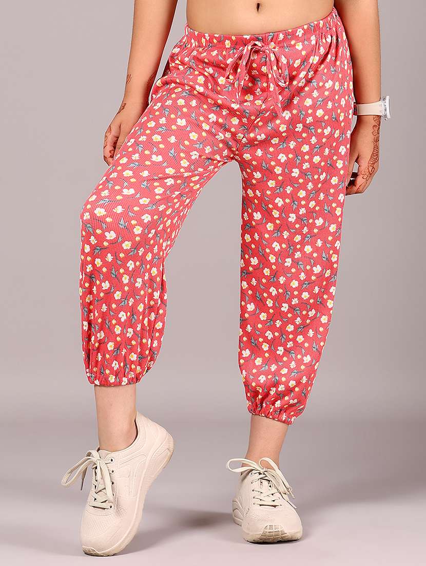 girls red cotton harem trouser