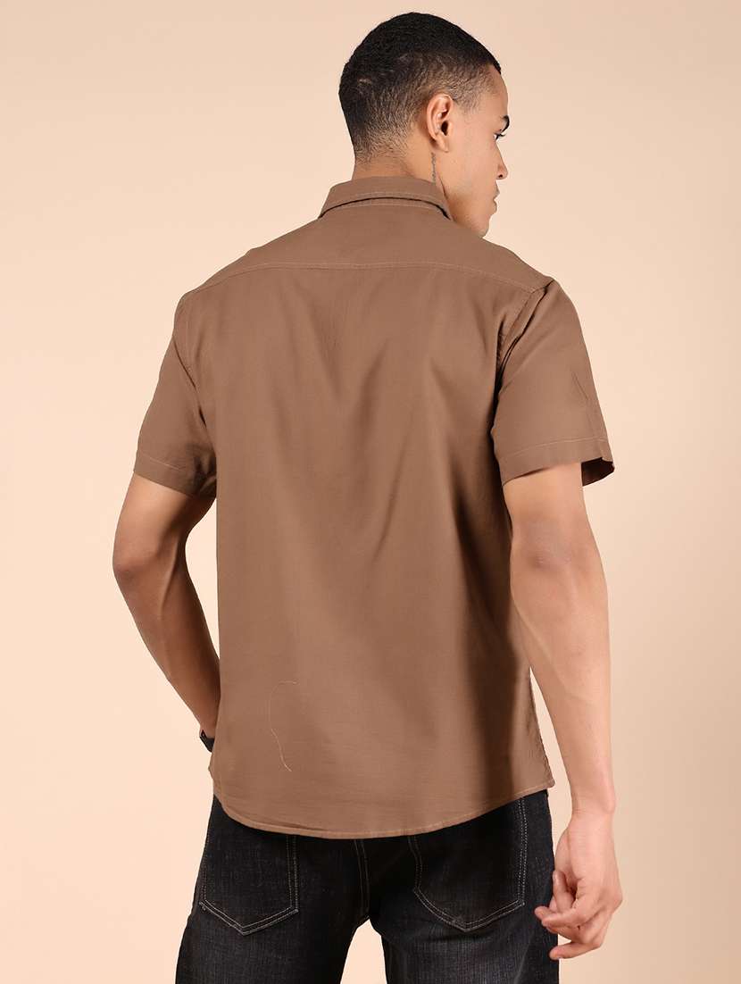 men solid short sleeve regular fit casual shirt - 21874072 -  Standard Image - 3