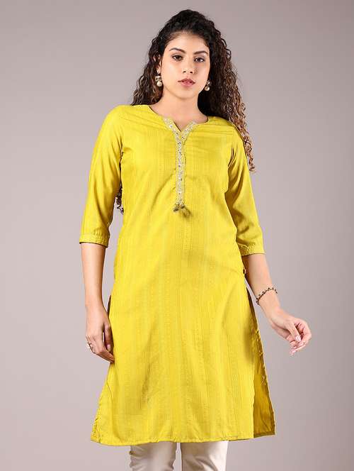 women three quarter sleeve straight kurta - 21874077 -  Standard Image - 0