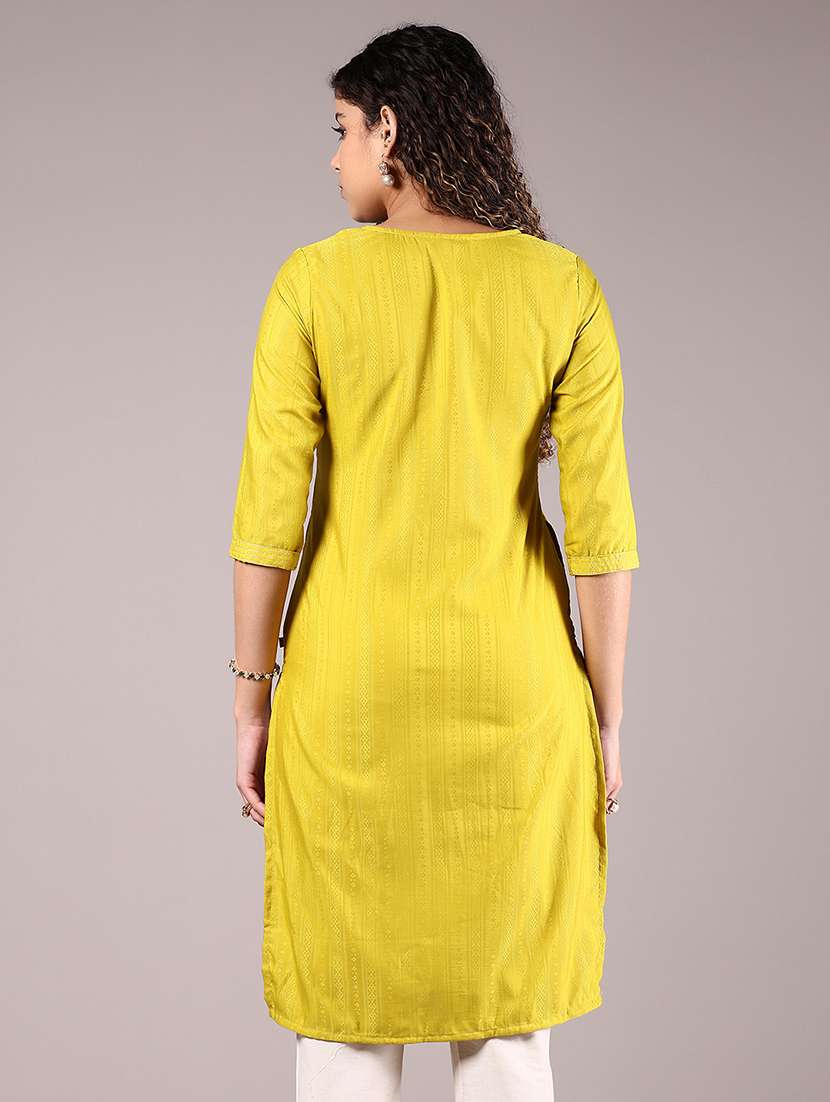 women three quarter sleeve straight kurta - 21874077 - Standard Image - 3