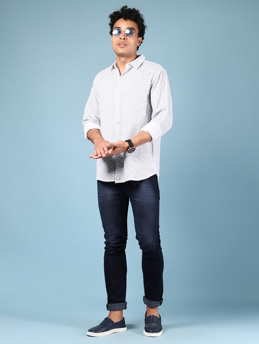 men printed long sleeve regular fit casual shirt - 21874083 - Standard Image - 5
