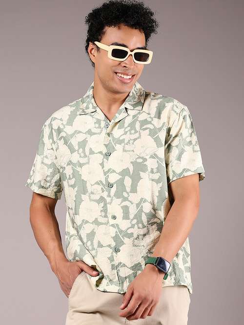 men printed cuban collaerd short sleeve shirt - 21874088 - Standard Image - 0