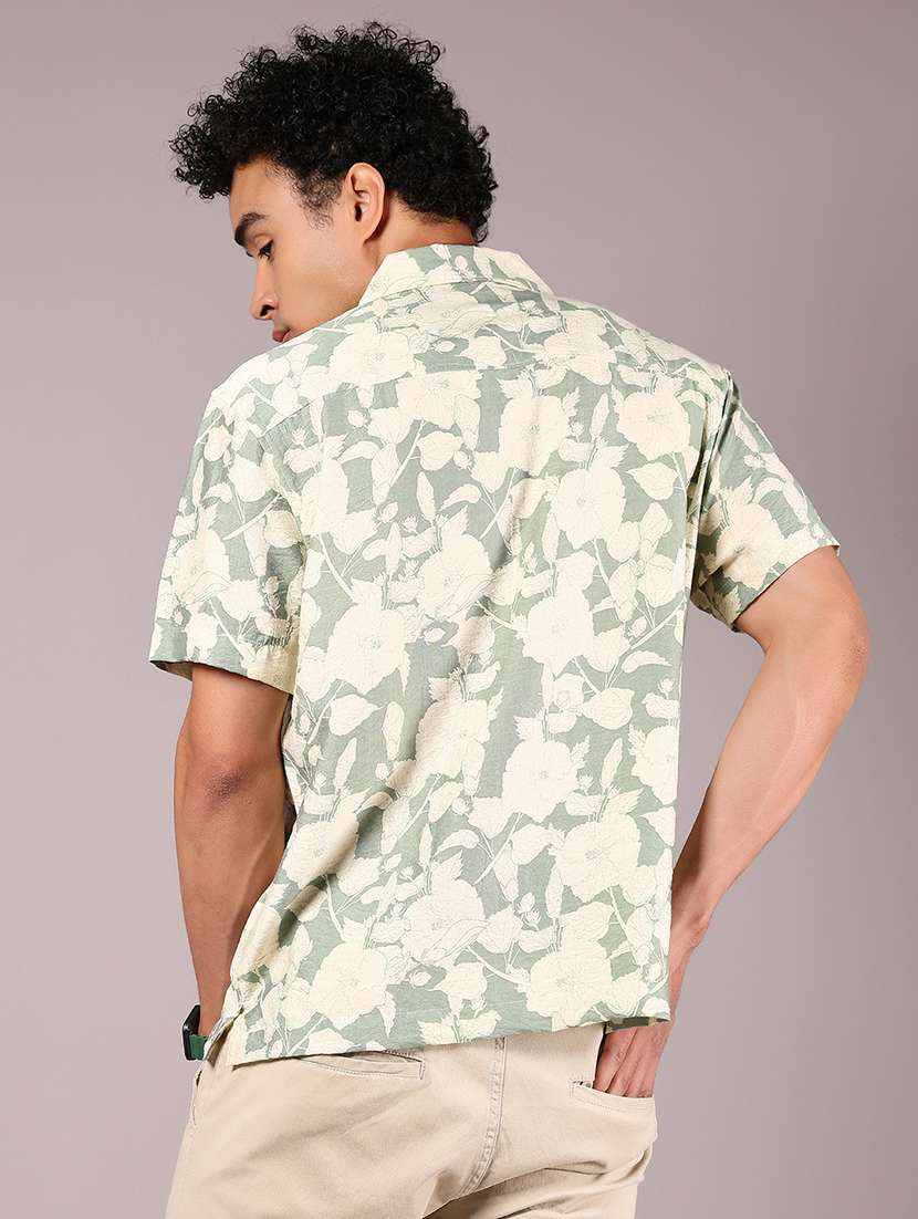 men printed cuban collaerd short sleeve shirt - 21874089 - Standard Image - 3