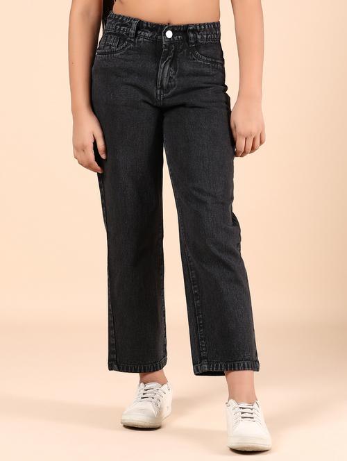 girls black denim plain straight jean - 21874146 - Standard Image - 0