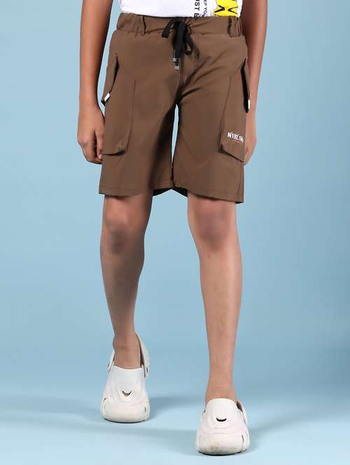boys solid mid rise cargo shorts - 21874150 - Standard Image - 0