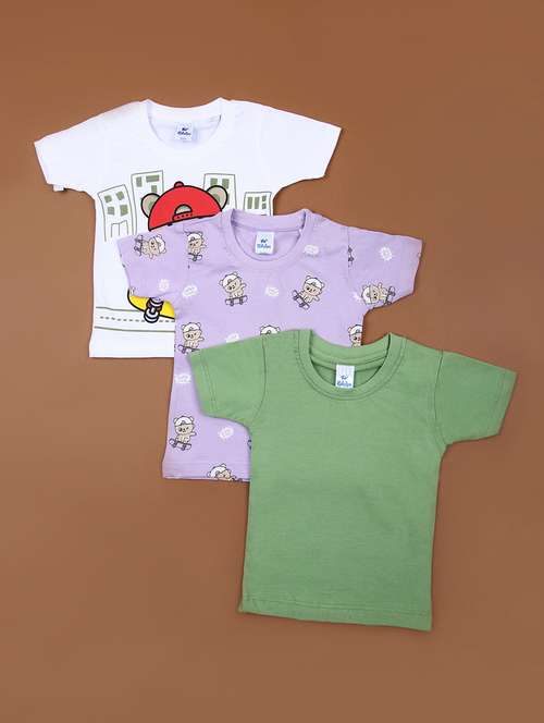 kids pack of 3 printed round neck t-shirt - 21874153 - Standard Image - 0