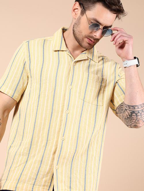 men striped short sleeve regular fit casual shirt - 21874157 - Standard Image - 0