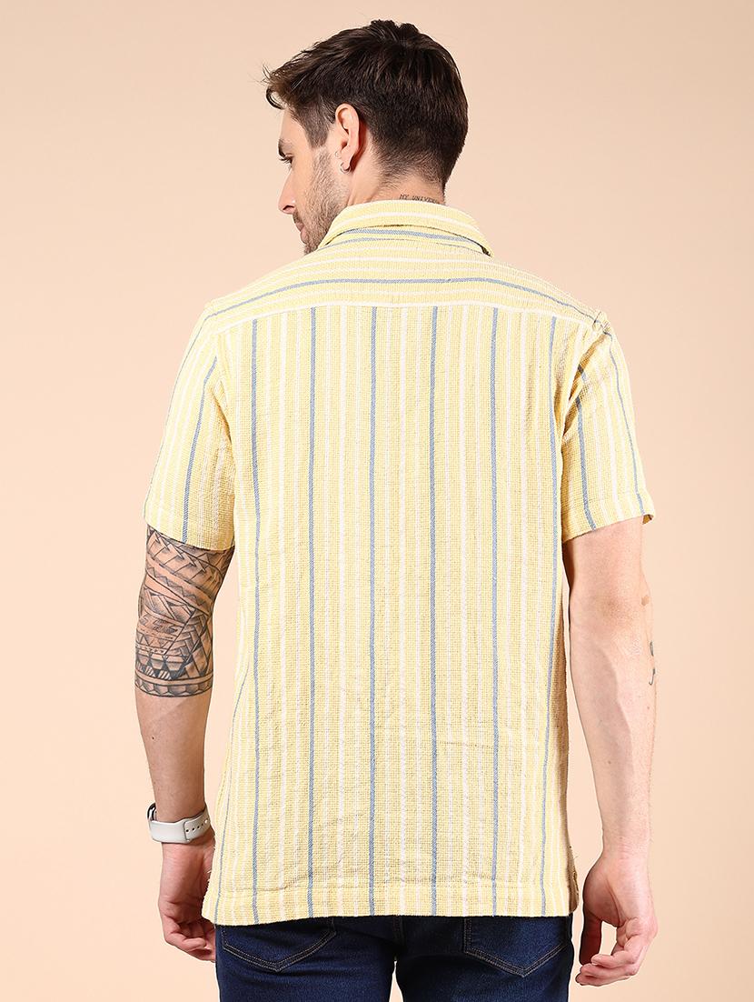 men striped short sleeve regular fit casual shirt - 21874157 - Standard Image - 3
