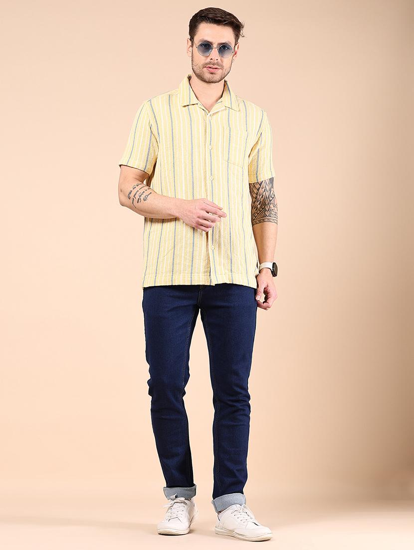 men striped short sleeve regular fit casual shirt - 21874157 - Standard Image - 5