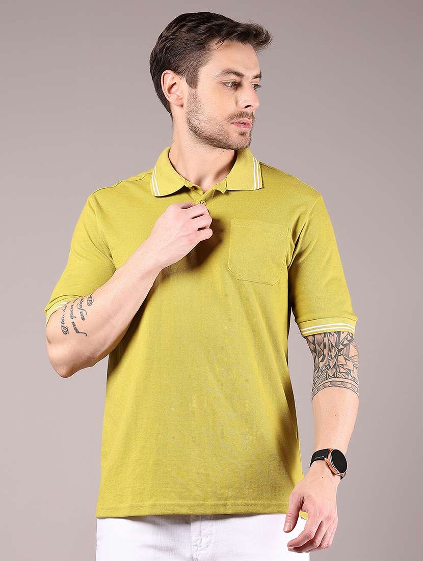 green cotton chest print tshirt