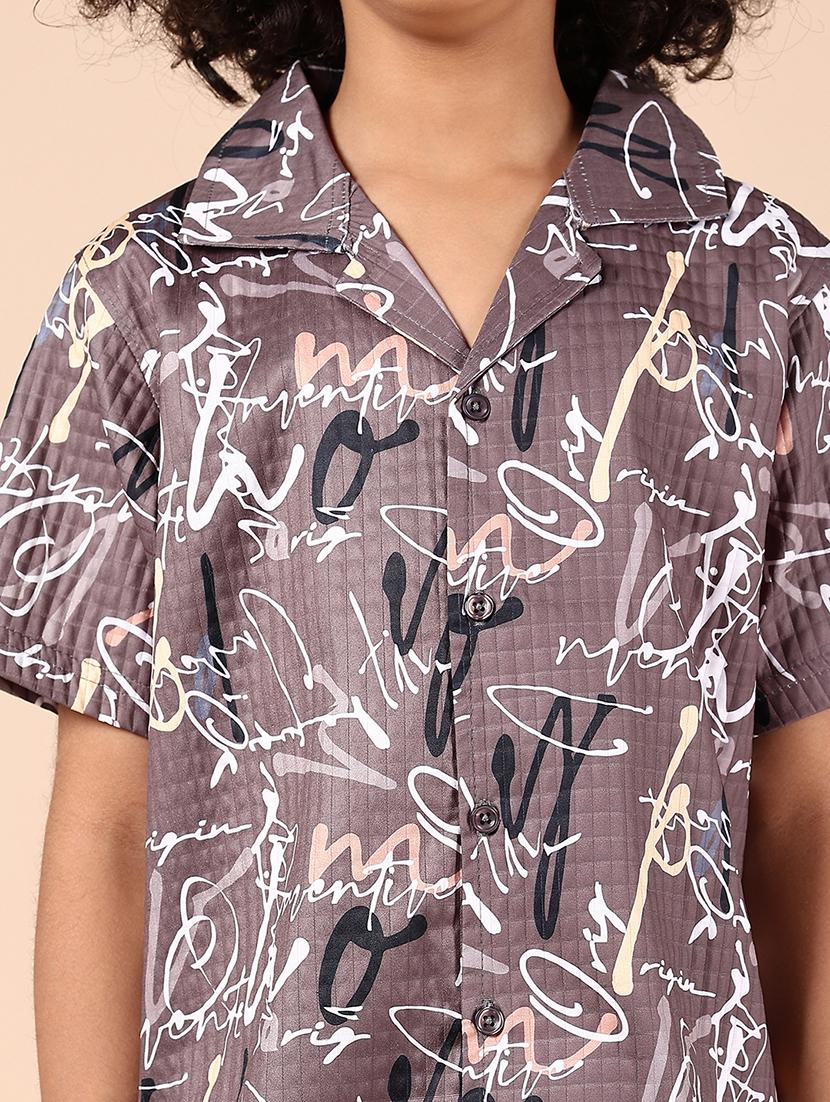boys grey printed short sleeve co-ords set - 21874174 - Standard Image - 3