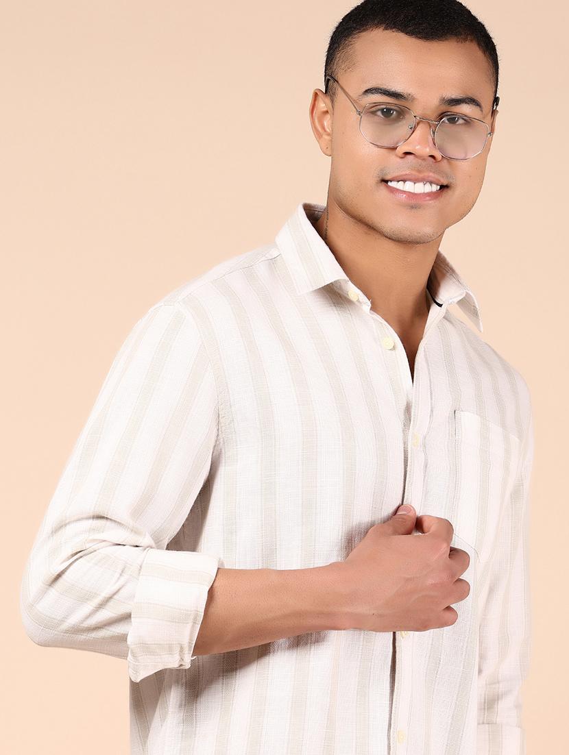 men striped long sleeve regular fit casual shirt - 21874185 - Standard Image - 3