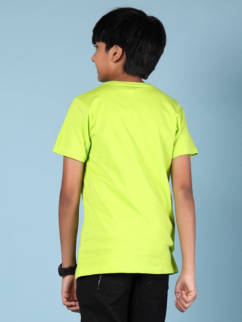 boys lime printed round neck t-shirt - 21874186 - Standard Image - 3