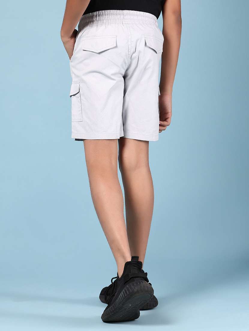 boys solid mid rise regular fit cargo shorts - 21874196 -  Standard Image - 3