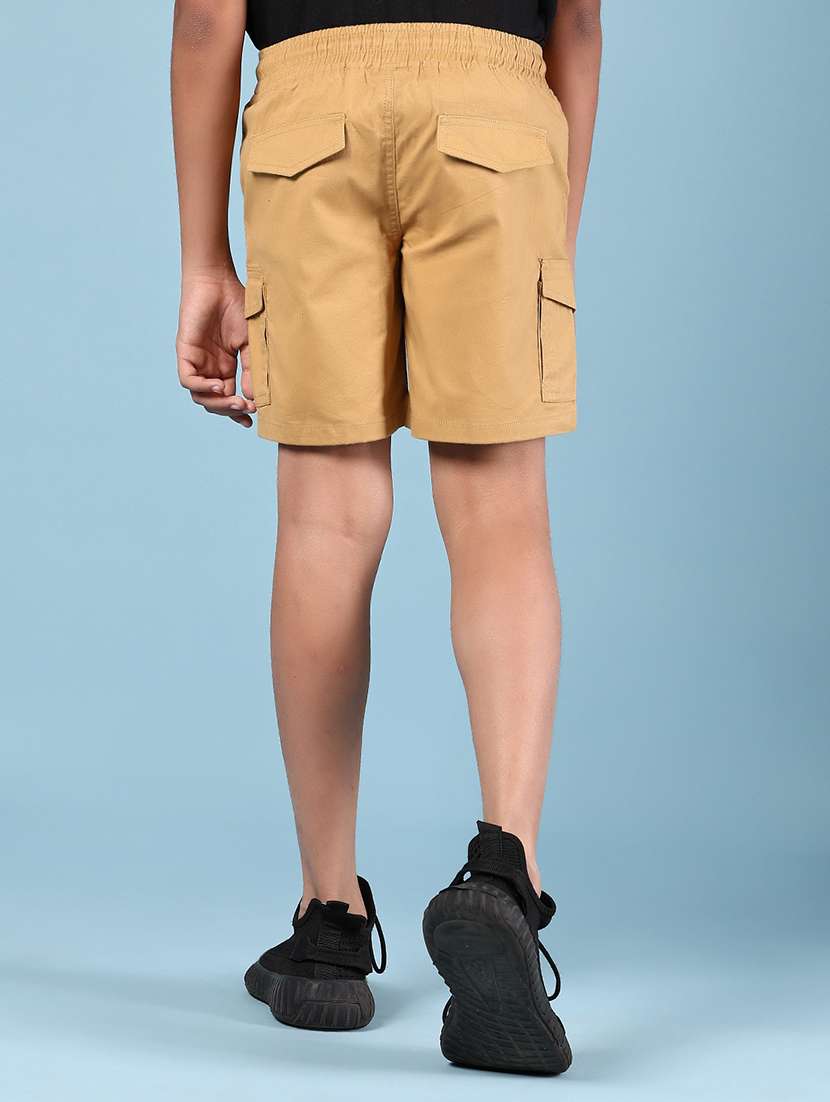 boys solid mid rise regular fit cargo shorts - 21874198 -  Standard Image - 3