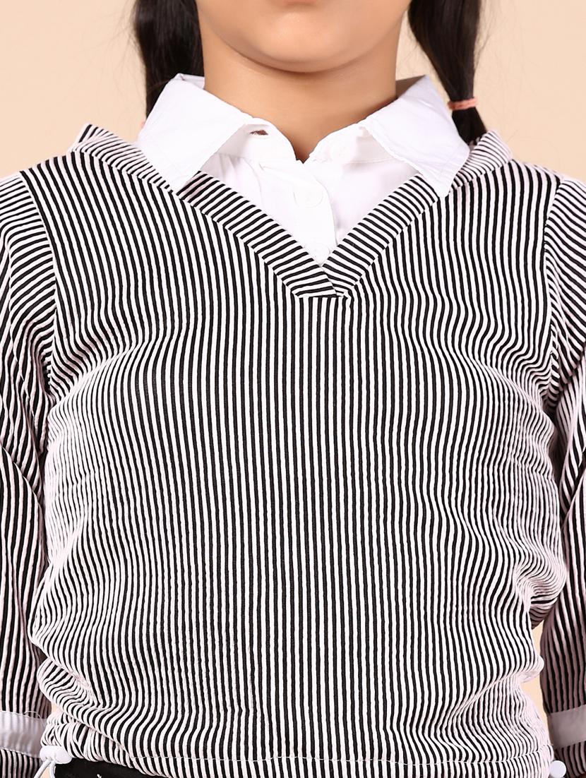 girls striped three quarter sleeve top - 21874201 - Standard Image - 5