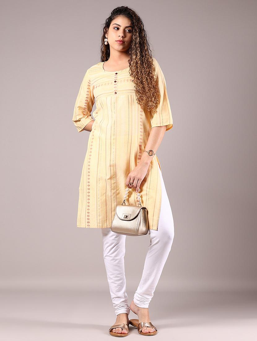 women three quarter sleeve straight kurta - 21874205 - Standard Image - 5