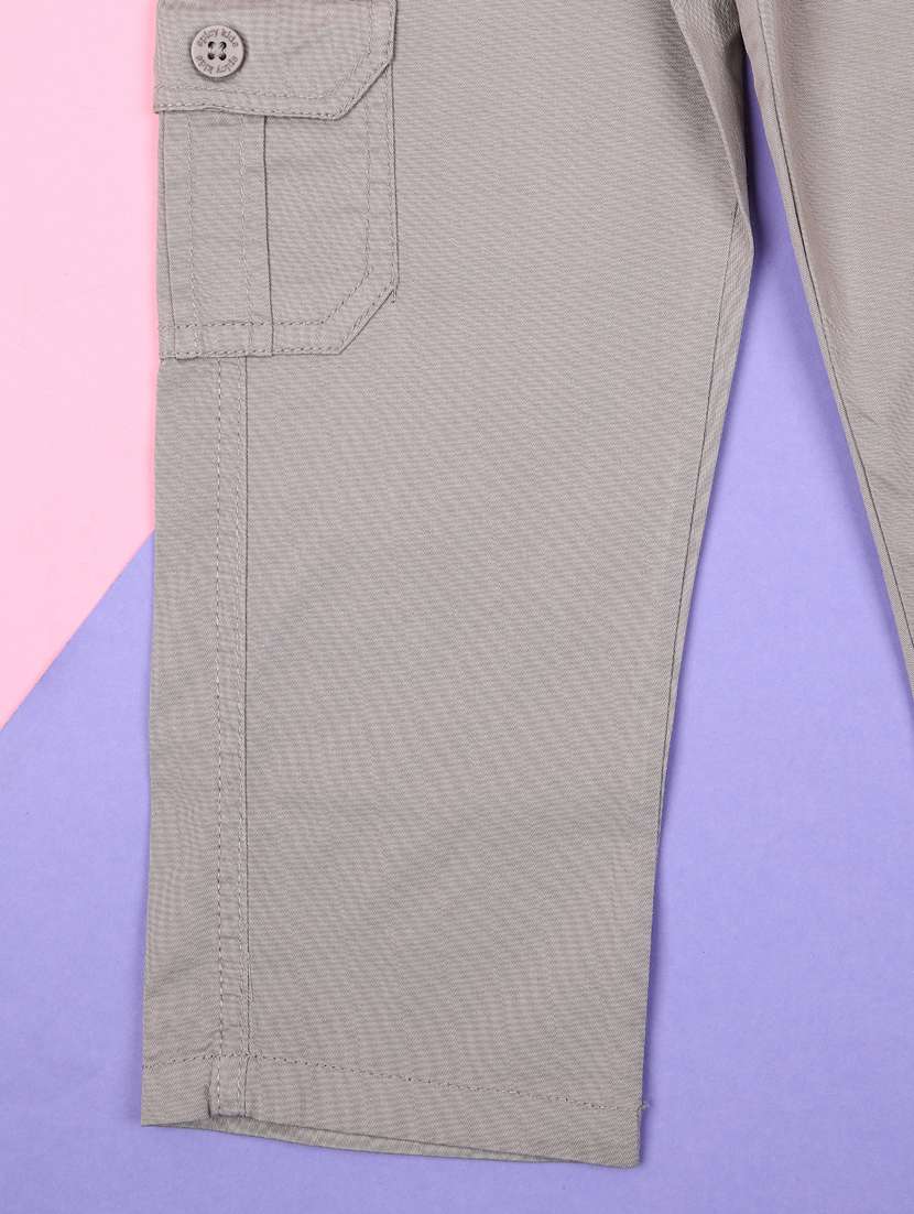 boys solid mid rise cargo - 21874213 -  Standard Image - 3