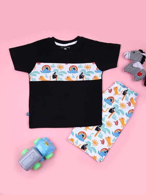 boys printed t-shirt & shorts co-ords set - 21874215 -  Standard Image - 0
