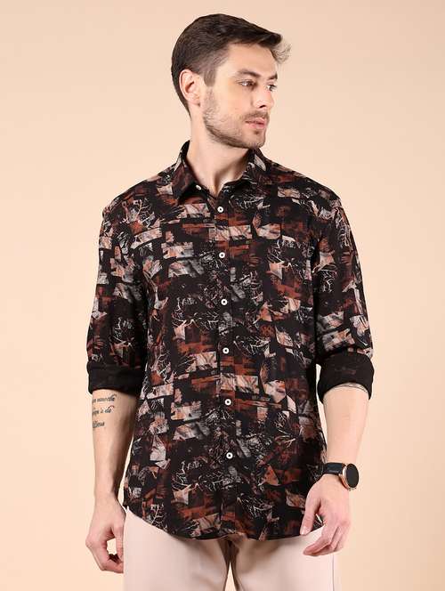 men printed long sleeve regular fit casual shirt - 21874252 -  Standard Image - 0