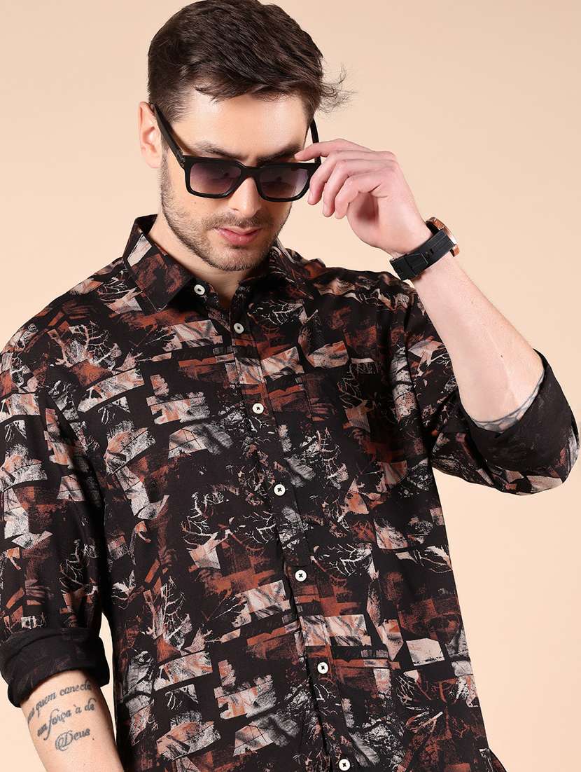 men printed long sleeve regular fit casual shirt - 21874252 -  Standard Image - 3
