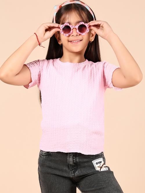 girls pink solid short sleeve top - 21874270 - Standard Image - 0
