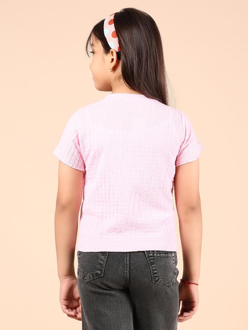 girls pink solid short sleeve top - 21874270 - Standard Image - 3