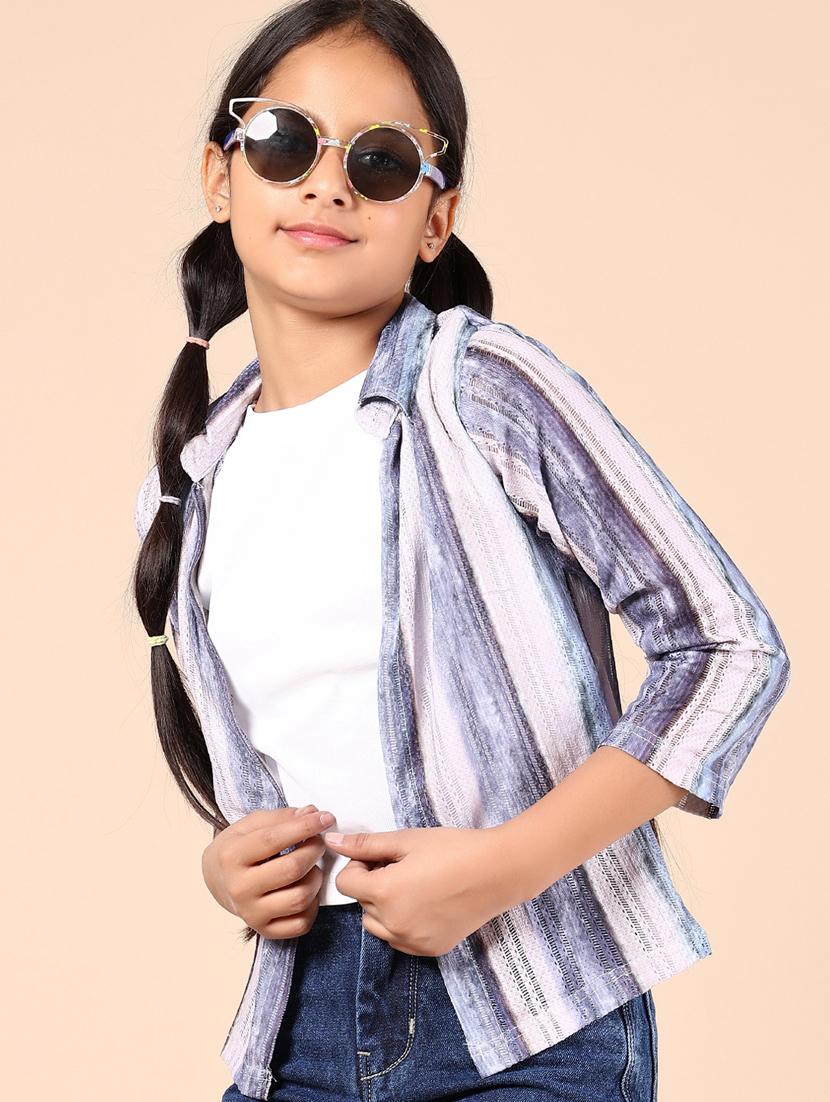 girls striped three quarter sleeve top - 21874273 - Zoom Image - 0