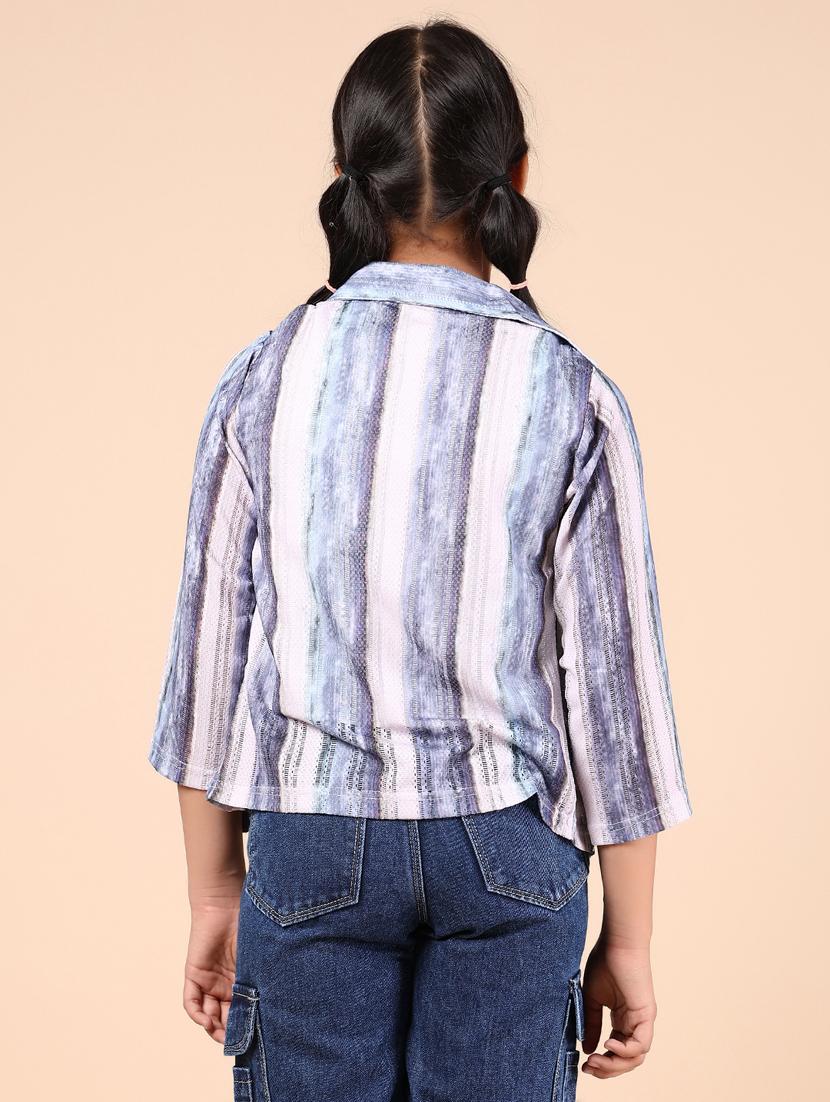 girls striped three quarter sleeve top - 21874273 - Standard Image - 3