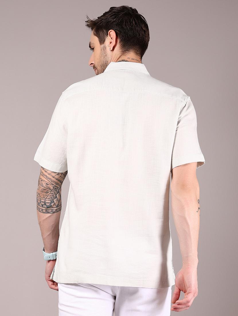 men solid collared short sleeve shirt - 21874289 - Standard Image - 3