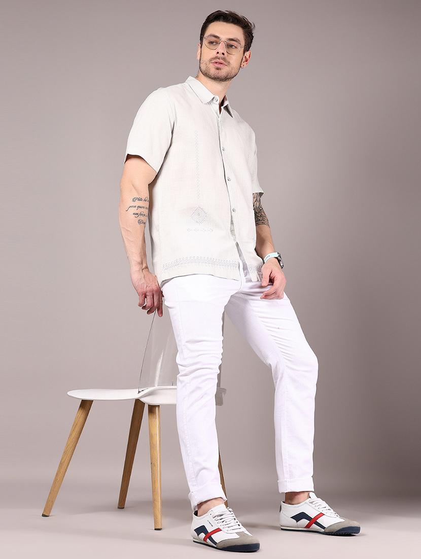 men solid collared short sleeve shirt - 21874289 - Standard Image - 5