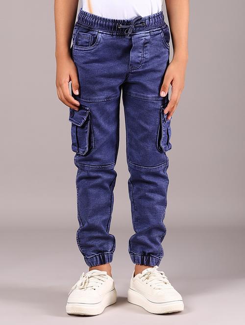 boys solid mid rise jogger cargo - 21874319 - Standard Image - 0
