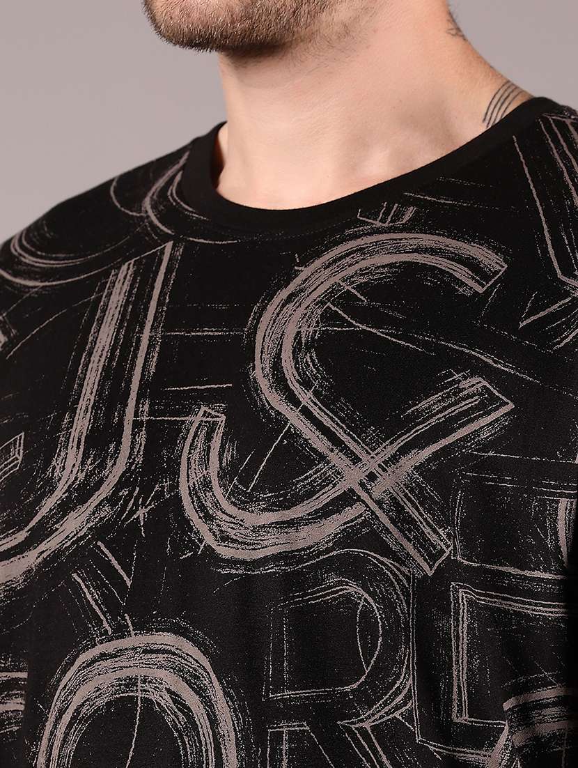 black cotton all over print tshirt - 21874328 -  Standard Image - 3