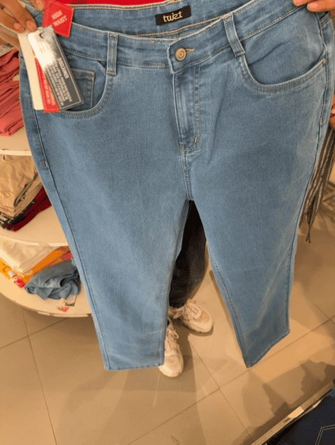 mid blue satin lycra jeans - 21874333 - Standard Image - 0