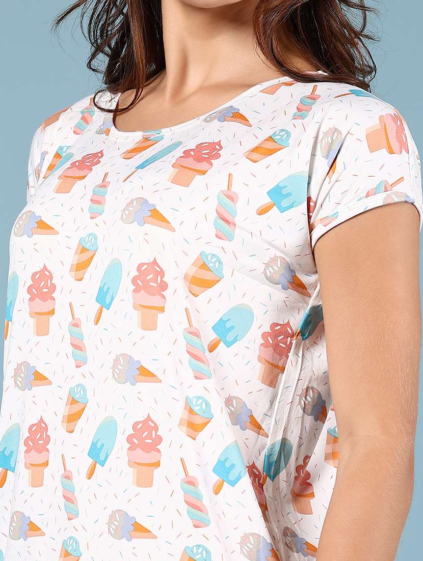 women printed short sleeves sleepshirt - 21874341 -  Standard Image - 5