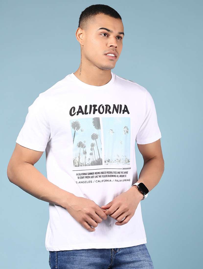 men front print round neck regular fit t-shirt - 21874350 - Zoom Image - 0