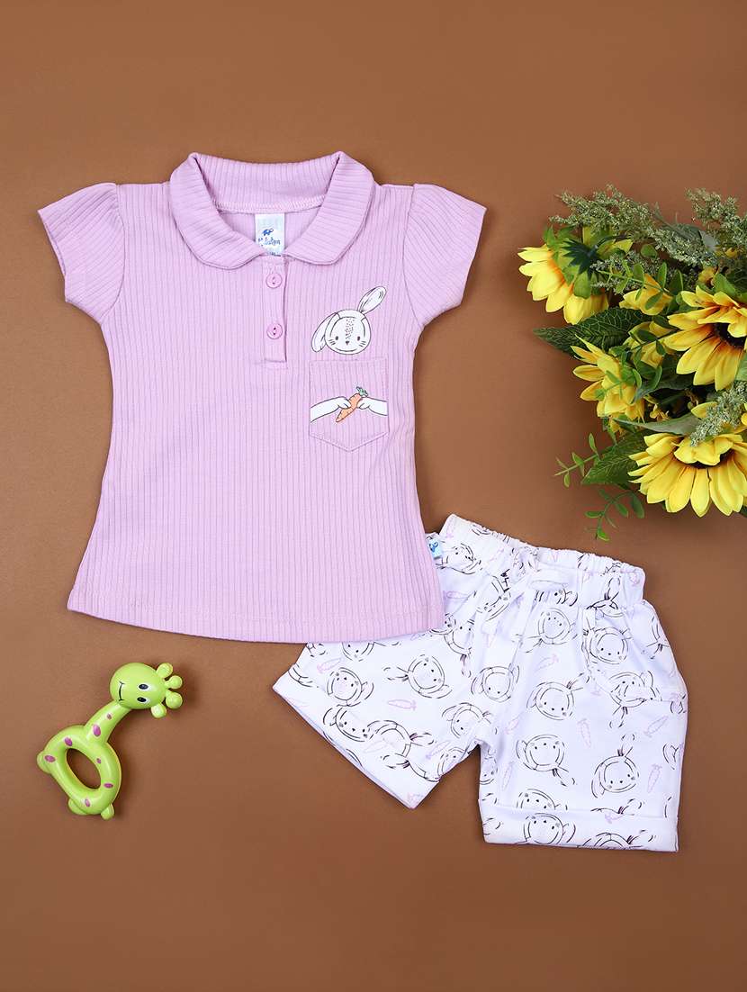 girls printed shorts & top set co-ord set - 21874360 -  Zoom Image - 0