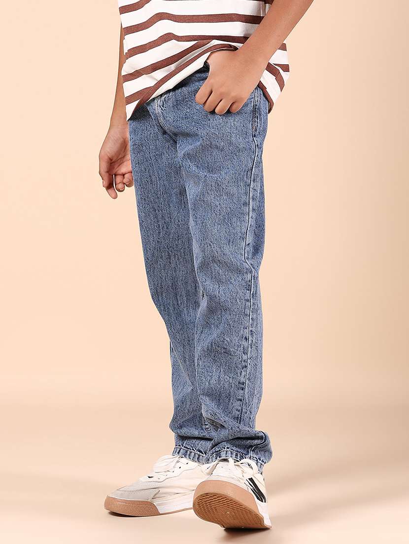 boys solid mid rise relaxed fit jean