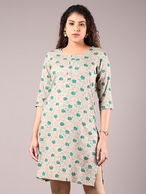 women three quarter sleeve straight kurta - 21874368 - Standard Image - 0