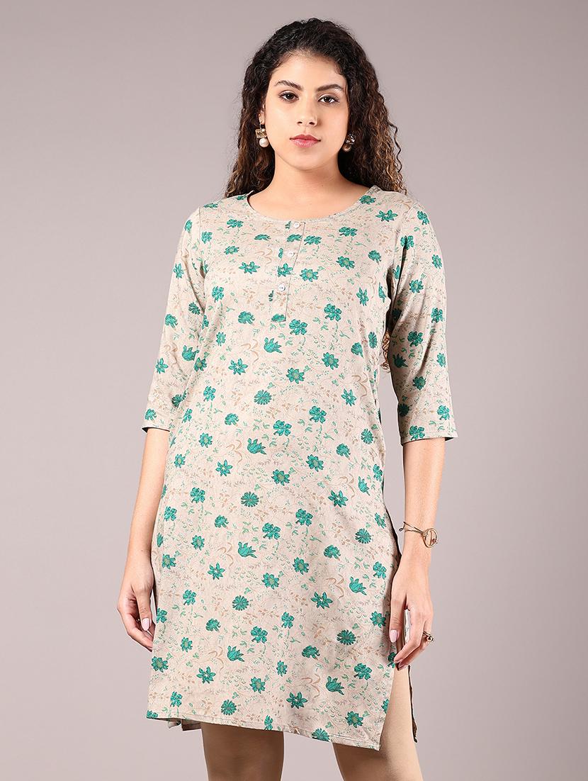 women three quarter sleeve straight kurta - 21874368 - Zoom Image - 0