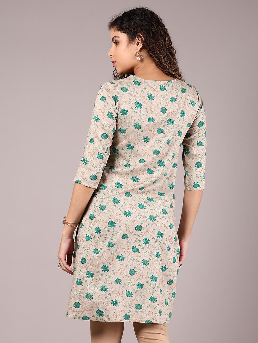 women three quarter sleeve straight kurta - 21874368 - Standard Image - 3