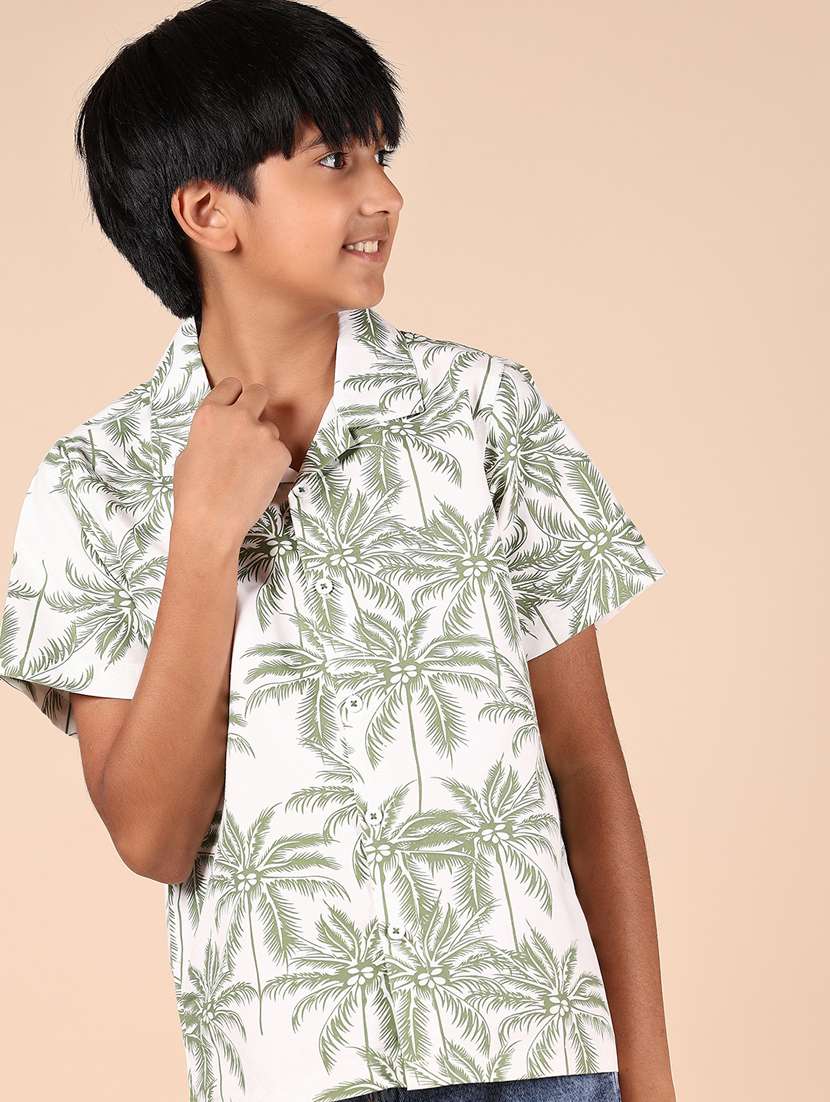 boys tropical printed short sleeve casual shirt