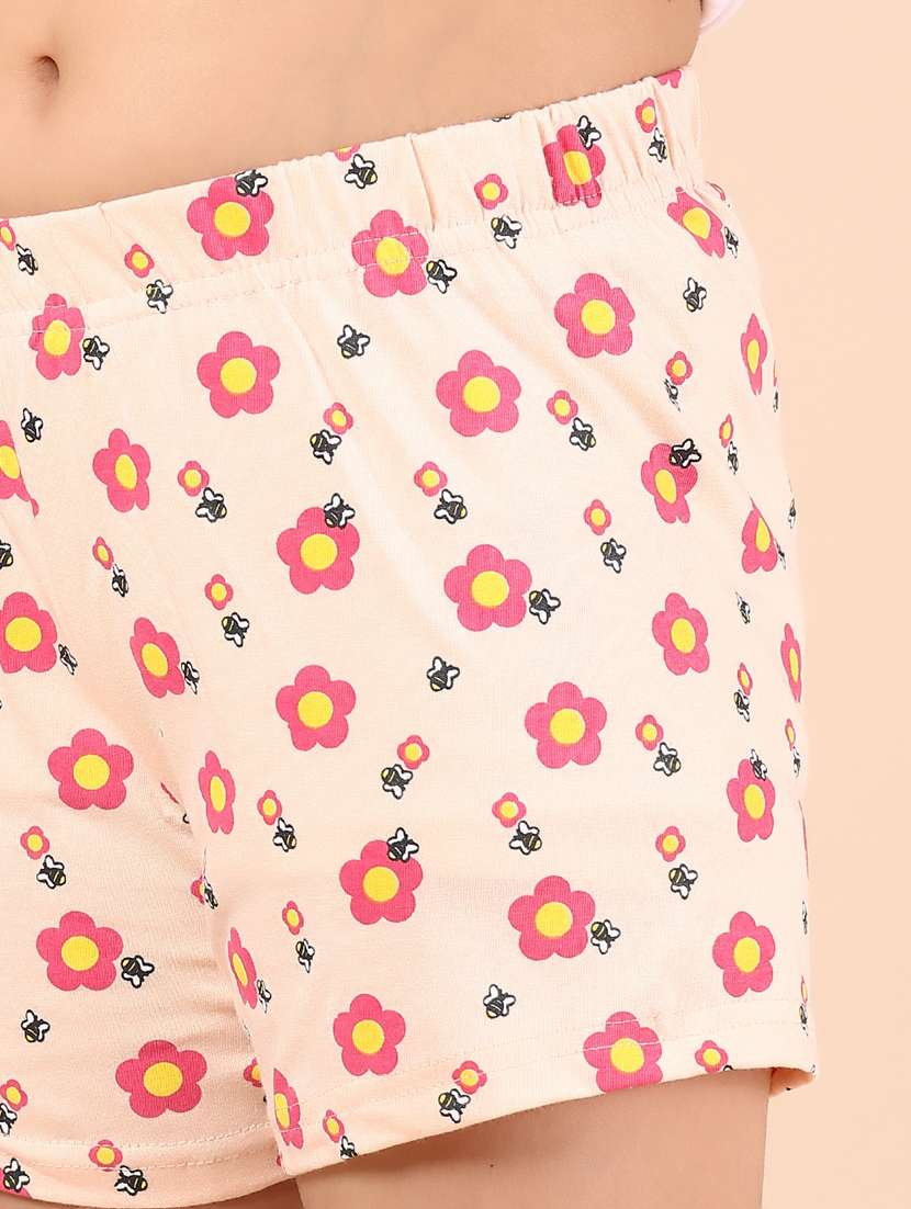 girls peach floral printed shorts & top co-ords set - 21874384 -  Standard Image - 5