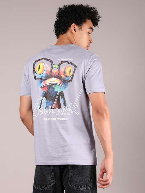 men front & back print round neck regular fit t-shirt - 21874412 - Standard Image - 0