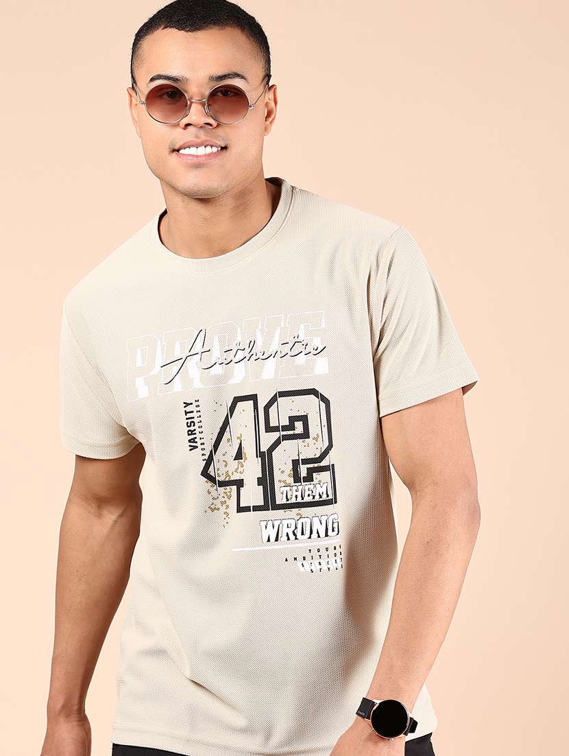 men front print round neck regular fit t-shirt - 21874472 -  Zoom Image - 0