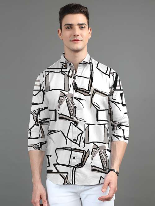 men printed collared long sleeves casual shirt - 21874524 -  Standard Image - 0