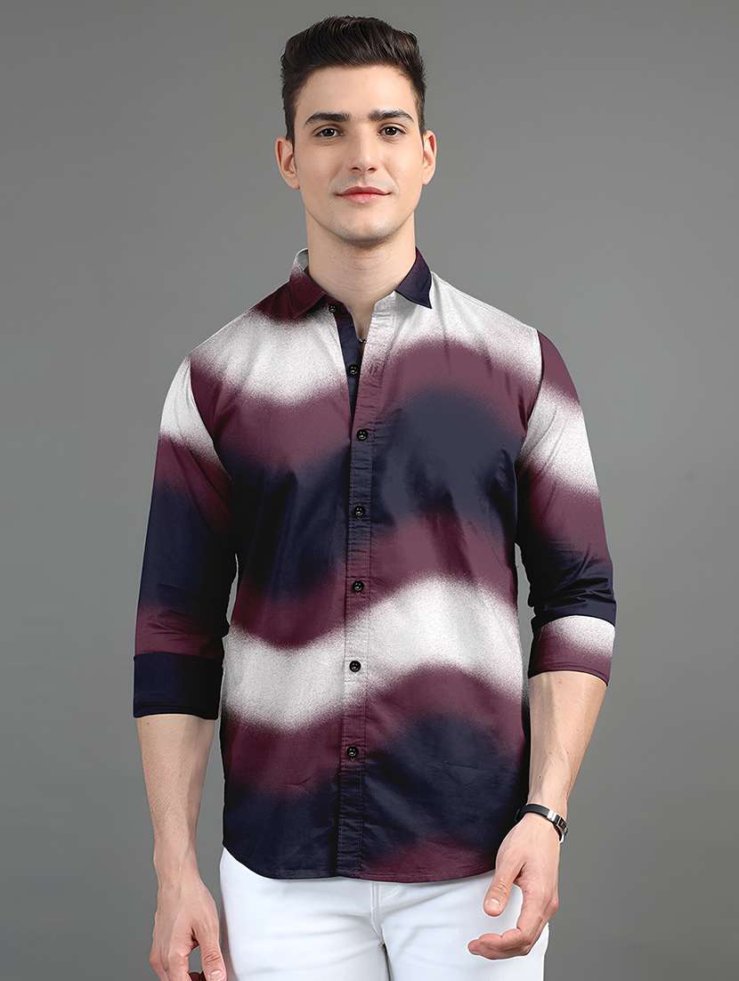 men printed short sleeve regular fit casual shirt