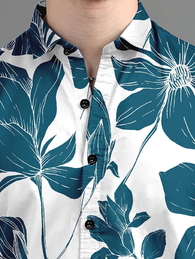 men floral short sleeve regular fit casual shirt - 21874563 -  Standard Image - 3