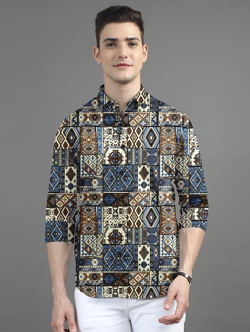 men printed short sleeve regular fit casual shirt - 21874589 - Standard Image - 0